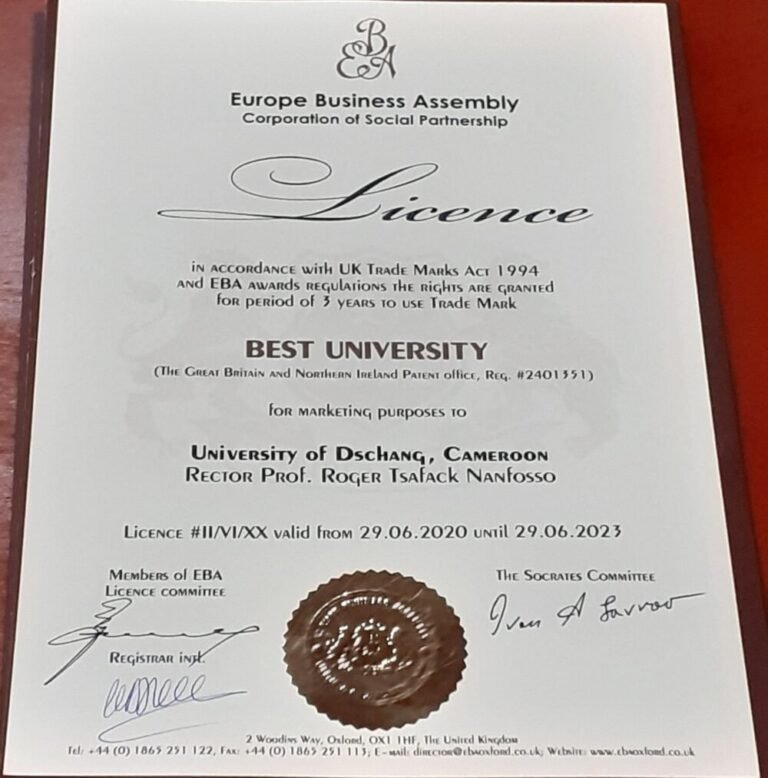 Distinction                                                                                 L’Université de Dschang sacrée Meilleure Université